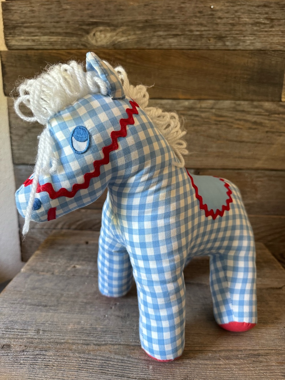 Vintage House of Hatten plush gingham horse
